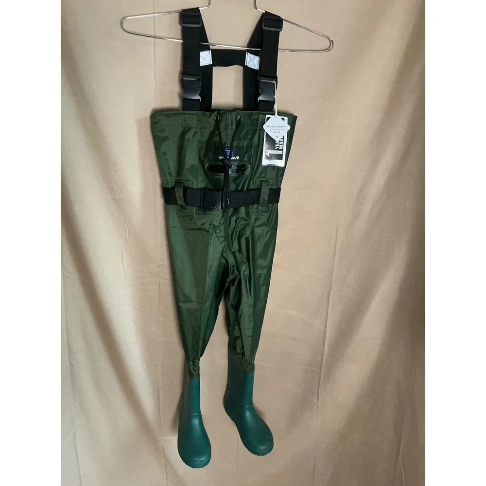 Trudave Chest Waders Kids Size 6/7 Green New Waterproof Fishing Boots Suspenders